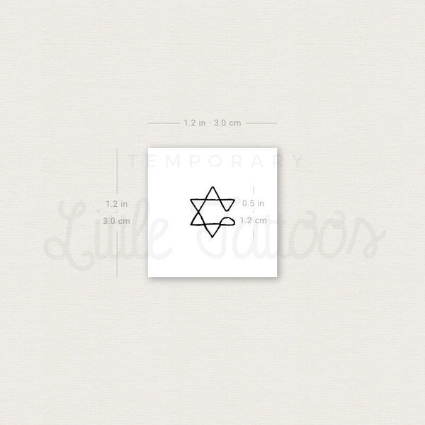 One Line Star Of David Temporary Tattoo - Set of 3