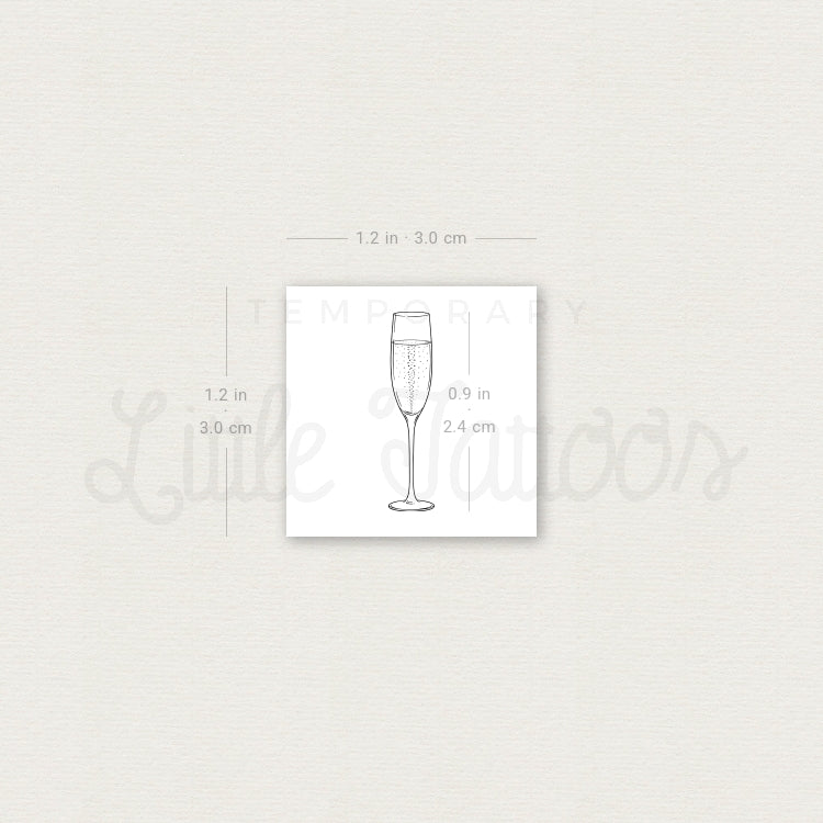 Champagne Glass Temporary Tattoo - Set of 3