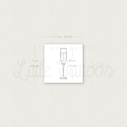 Champagne Glass Temporary Tattoo - Set of 3