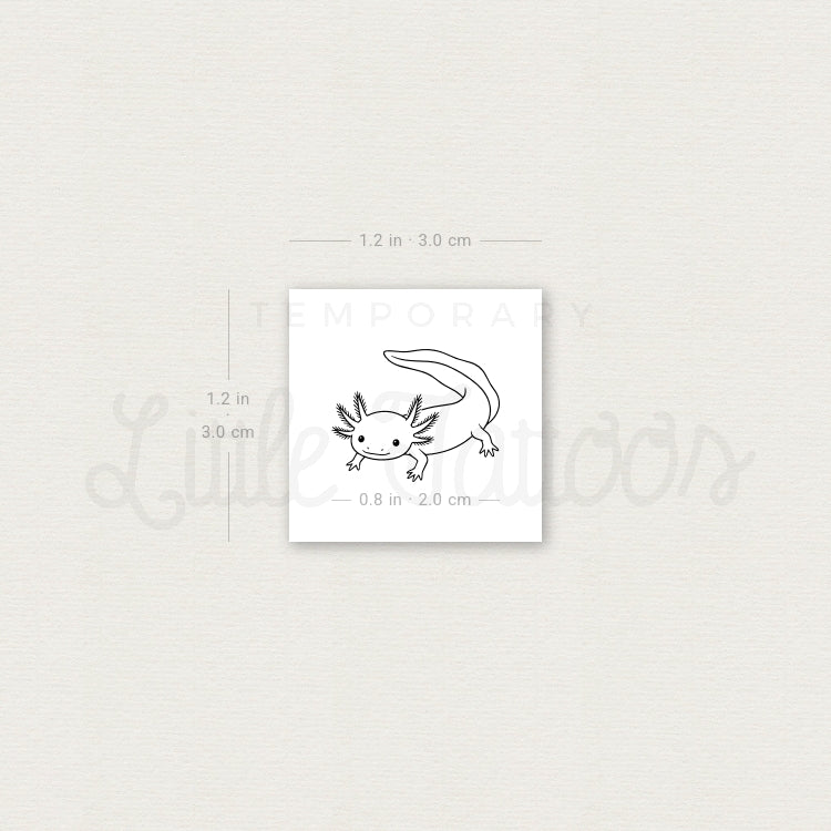 Fine Line Axolotl Temporary Tattoo - Set of 3