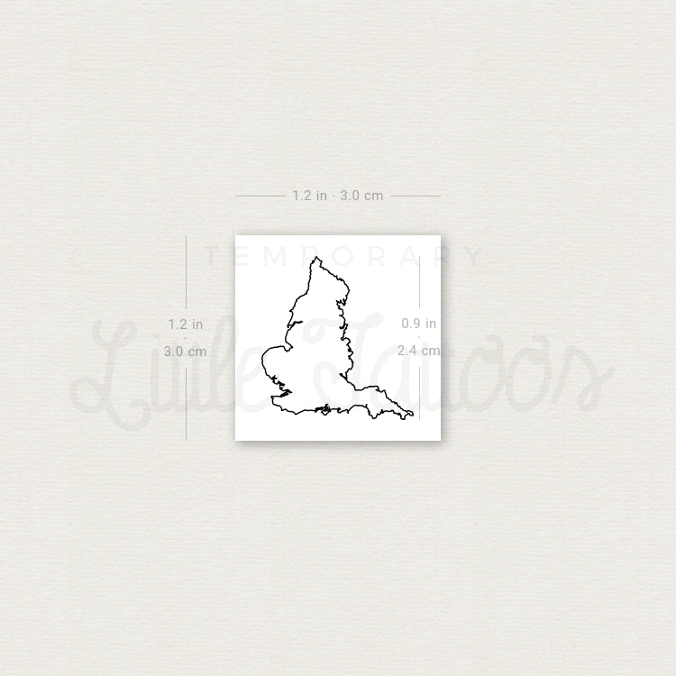 England Map Temporary Tattoo - Set of 3