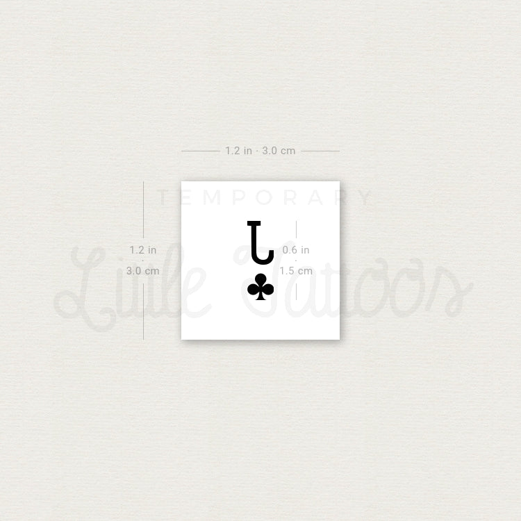 Jack Of Clubs Temporary Tattoo Set of 3 Little Tattoos