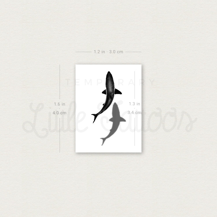 Small Shark And Shadow Temporary Tattoo - Set of 3