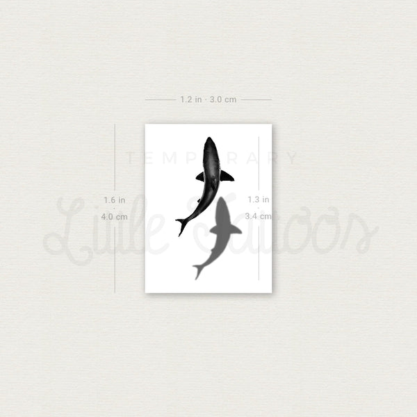 Small Shark And Shadow Temporary Tattoo - Set of 3