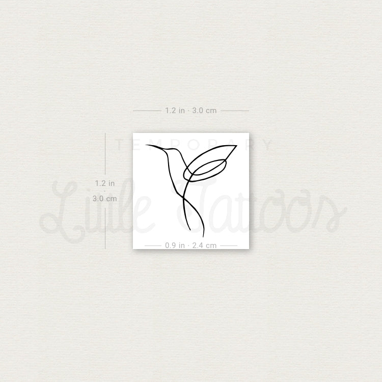 Tatuaje temporal de colibrí de línea continua (juego de 3)