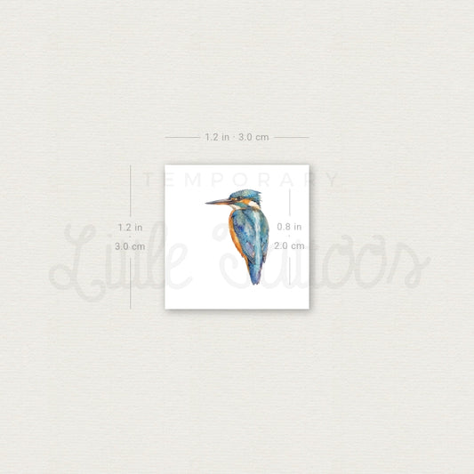 Watercolor Kingfisher Temporary Tattoo - Set of 3