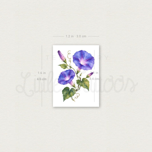 Morning Glory Temporary Tattoo - Set of 3