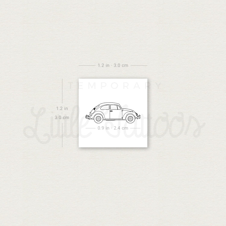 Volkswagen Beetle Type 1 Temporary Tattoo - Set of 3