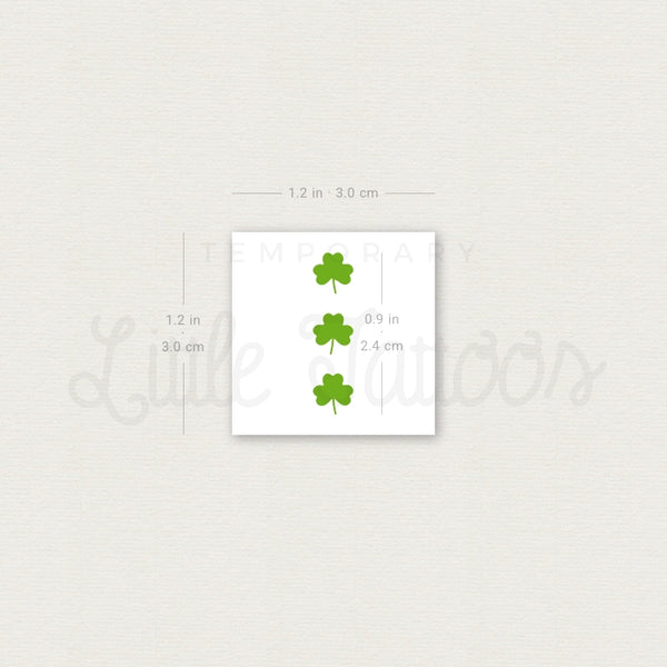 Three Tiny Three Leaf Clovers Temporary Tattoo - Set of 3