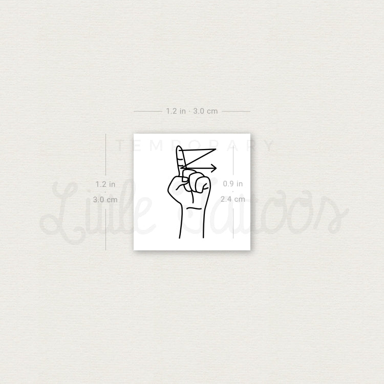 Sign Language Z Temporary Tattoo - Set of 3