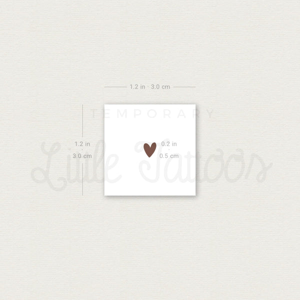 Hand-Drawn Brown Heart Temporary Tattoo - Set of 3