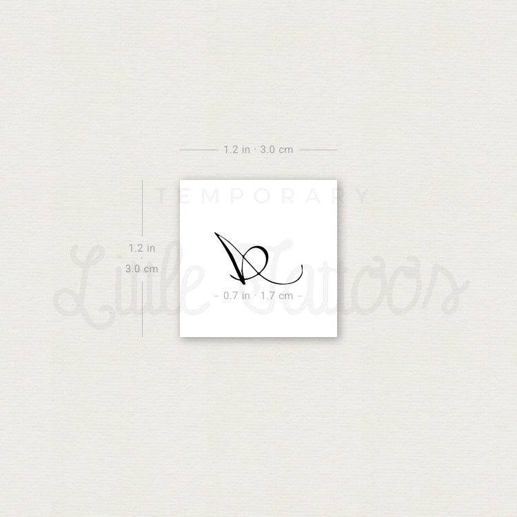 Letter A Script Temporary Tattoo - Set of 3
