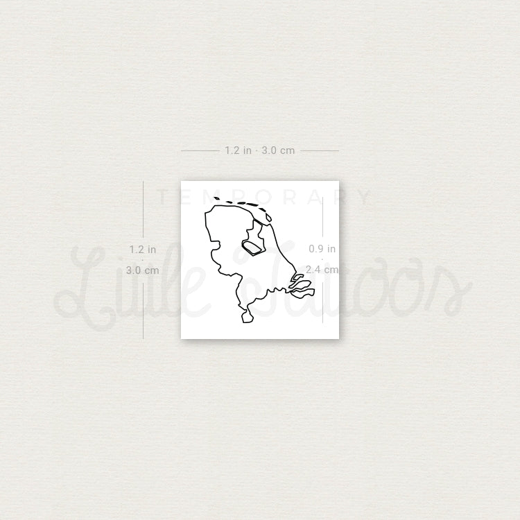 Netherlands Map Temporary Tattoo - Set of 3