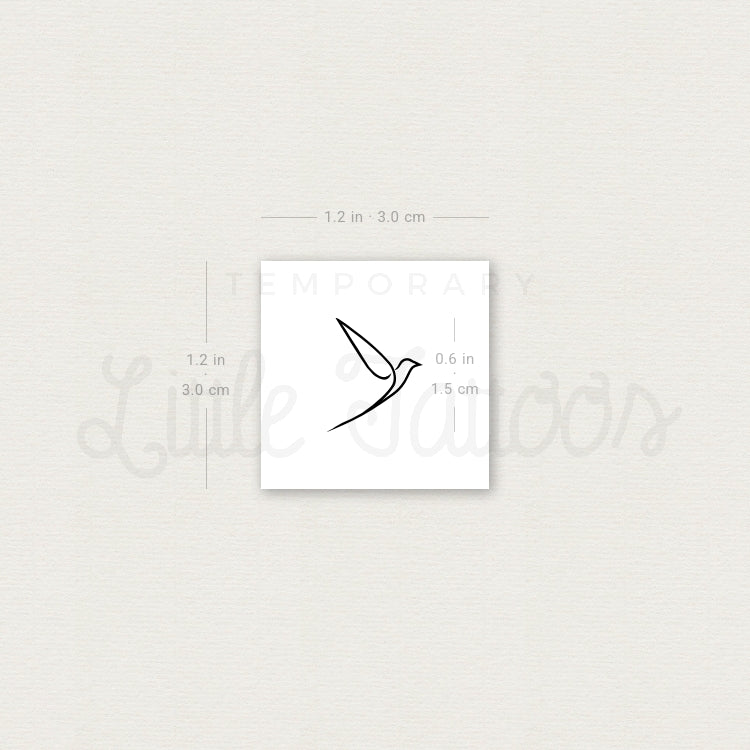 Tiny Single Line Bird Temporary Tattoo - Set of 3