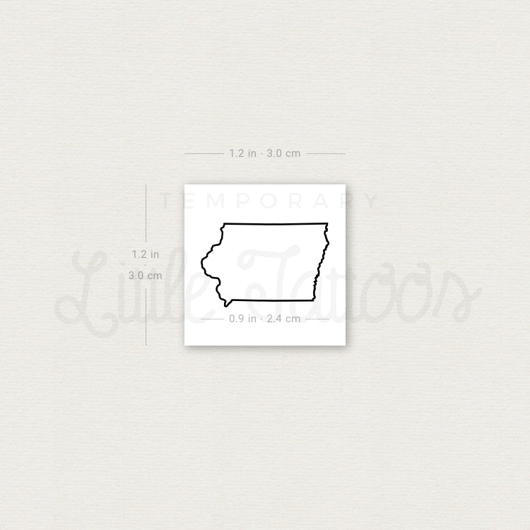Tatuaje temporal del contorno del mapa de Iowa (juego de 3)