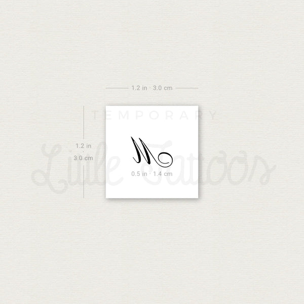 Letter M Script Temporary Tattoo - Set of 3