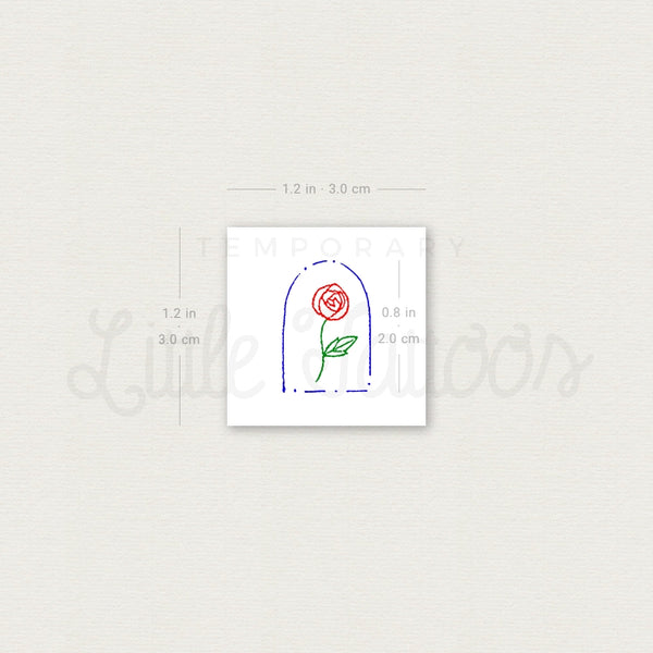 Minimalist Rose In A Glass Dome Temporary Tattoo - Set of 3