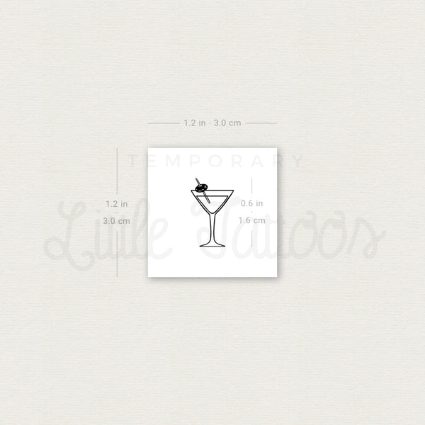 Little Martini Cocktail Temporary Tattoo - Set of 3