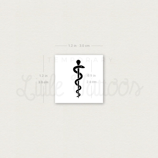 Rod Of Asclepius Temporary Tattoo - Set of 3