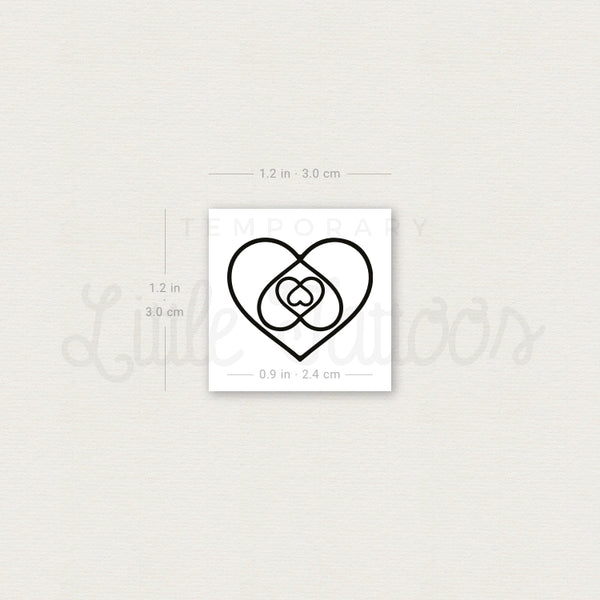 Four Hearts In One Temporary Tattoo - Set of 3