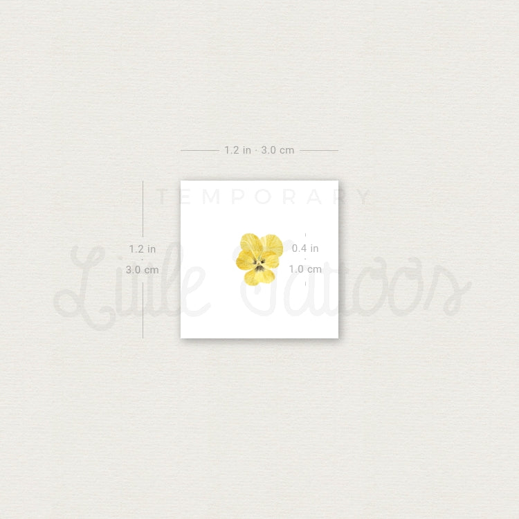 Tiny Yellow Pansy Temporary Tattoo - Set of 3