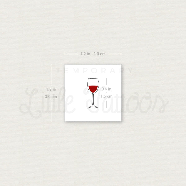 Red Wine Glass Temporary Tattoo - Set of 3
