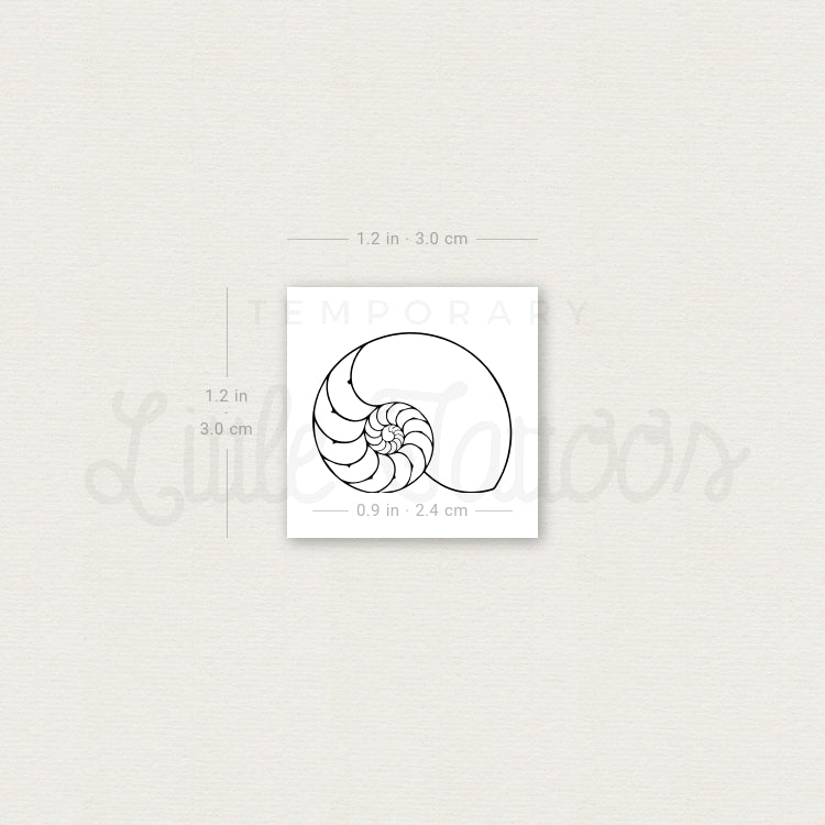 Tatuaje temporal de concha de nautilus - Juego de 3