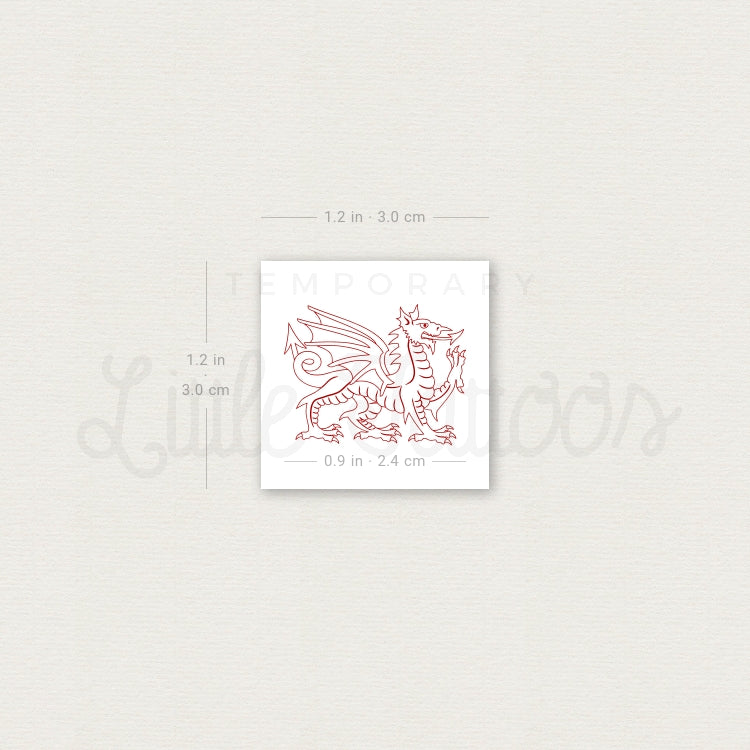 Welsh Dragon Temporary Tattoo - Set of 3