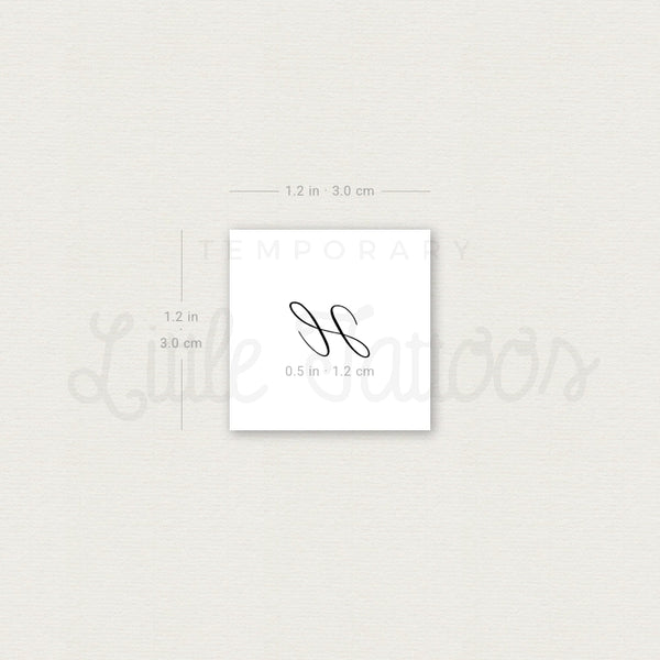 Letter H Script Temporary Tattoo - Set of 3