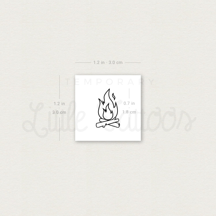 Tatuaje temporal minimalista de hoguera (juego de 3)