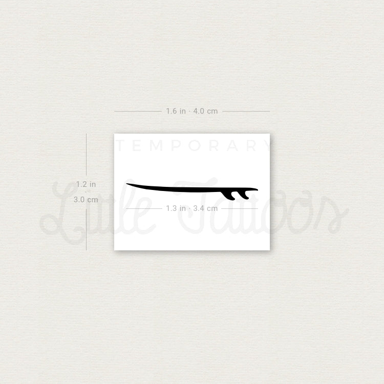 Tatuaje temporal minimalista de tabla de surf - Juego de 3