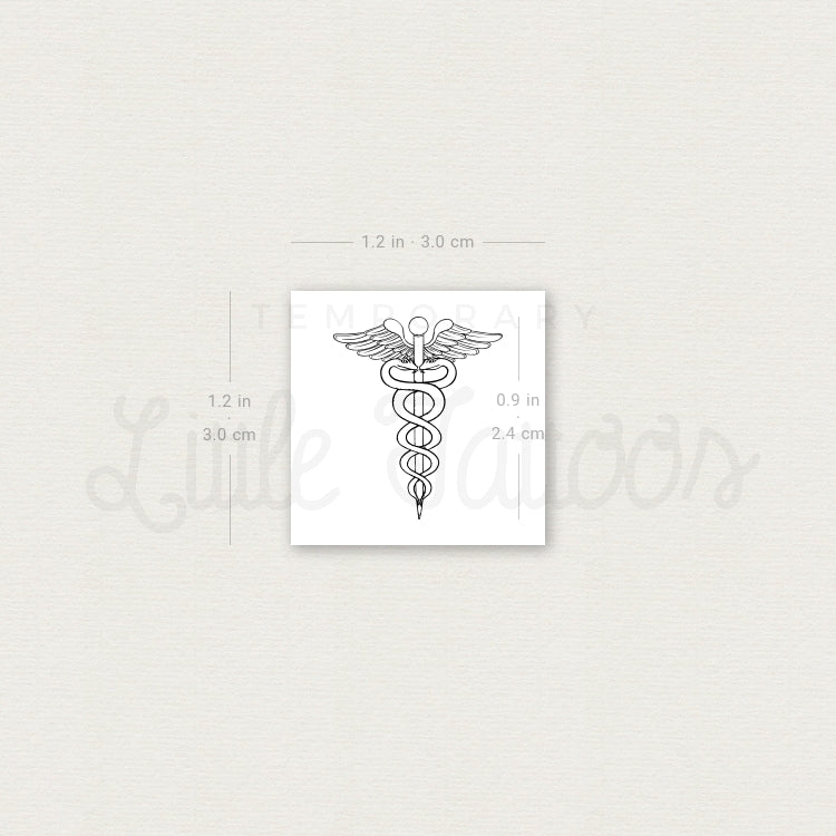 Small Caduceus Temporary Tattoo - Set of 3