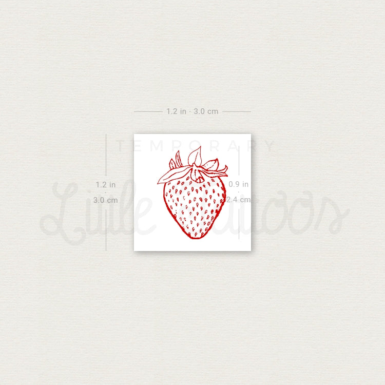 Red Strawberry Temporary Tattoo - Set of 3