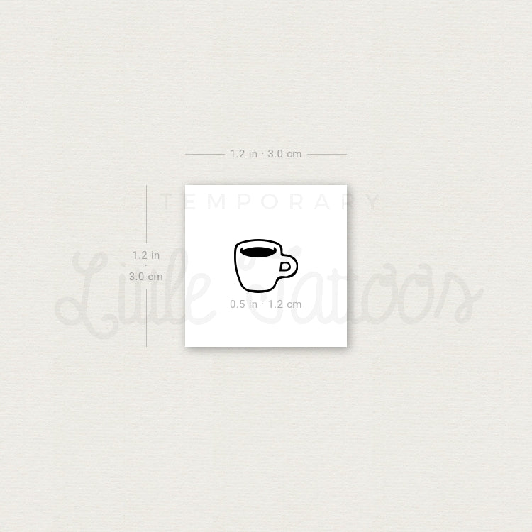 Tiny Coffee Mug Temporary Tattoo - Set of 3