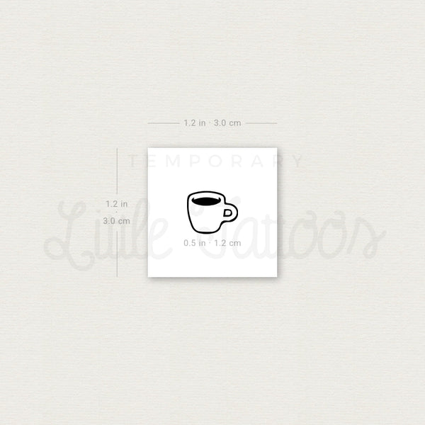 Tiny Coffee Mug Temporary Tattoo - Set of 3