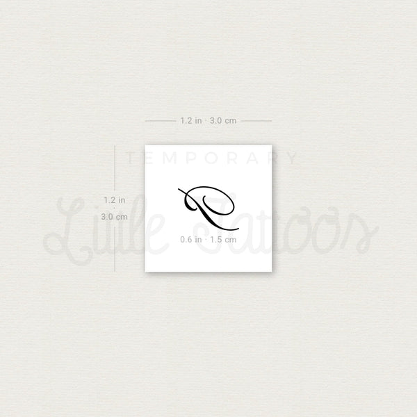 Cursive P Script Temporary Tattoo - Set of 3