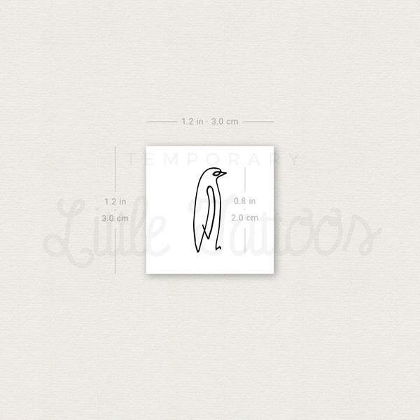 Single Line Penguin Temporary Tattoo - Set of 3