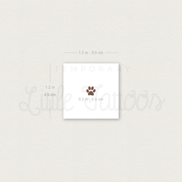 Brown Paw Print Temporary Tattoo - Set of 3