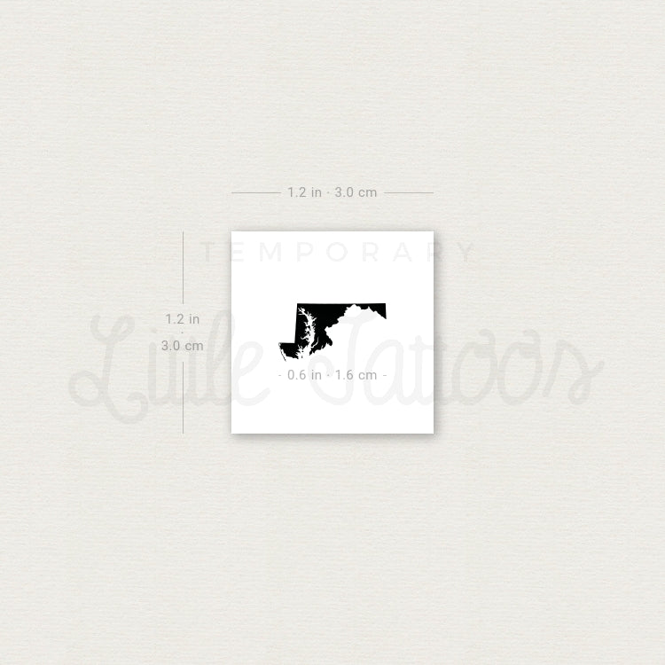 Tatuaje temporal del mapa de Maryland (juego de 3)