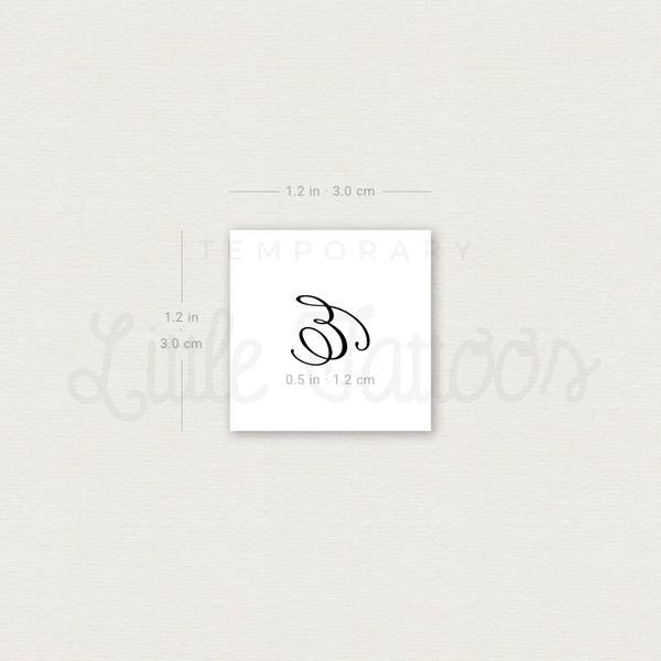 Cursive Letter E Script Temporary Tattoo - Set of 3