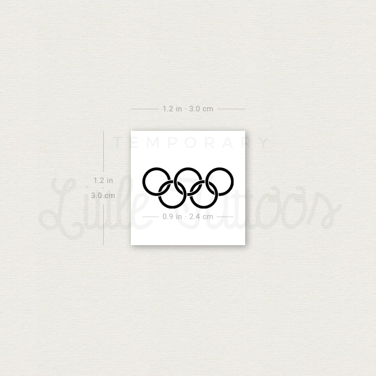 Black Olympic Rings Temporary Tattoo - Set of 3
