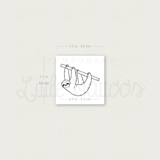 Fine Line Sloth Temporary Tattoo - Set of 3