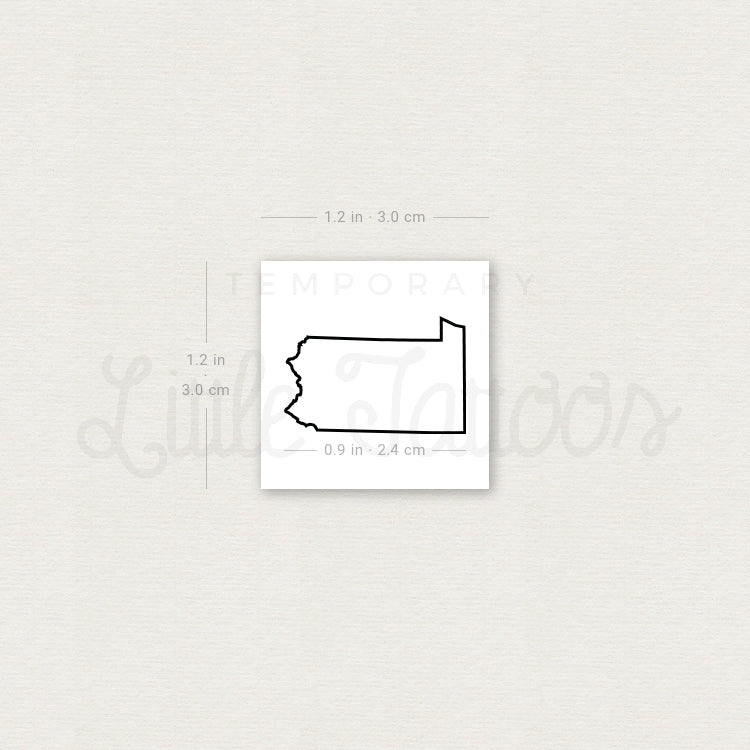 Pennsylvania Map Outline Temporary Tattoo - Set of 3