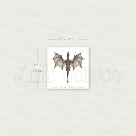 Flying Dragon From Above Temporary Tattoo - Set of 3