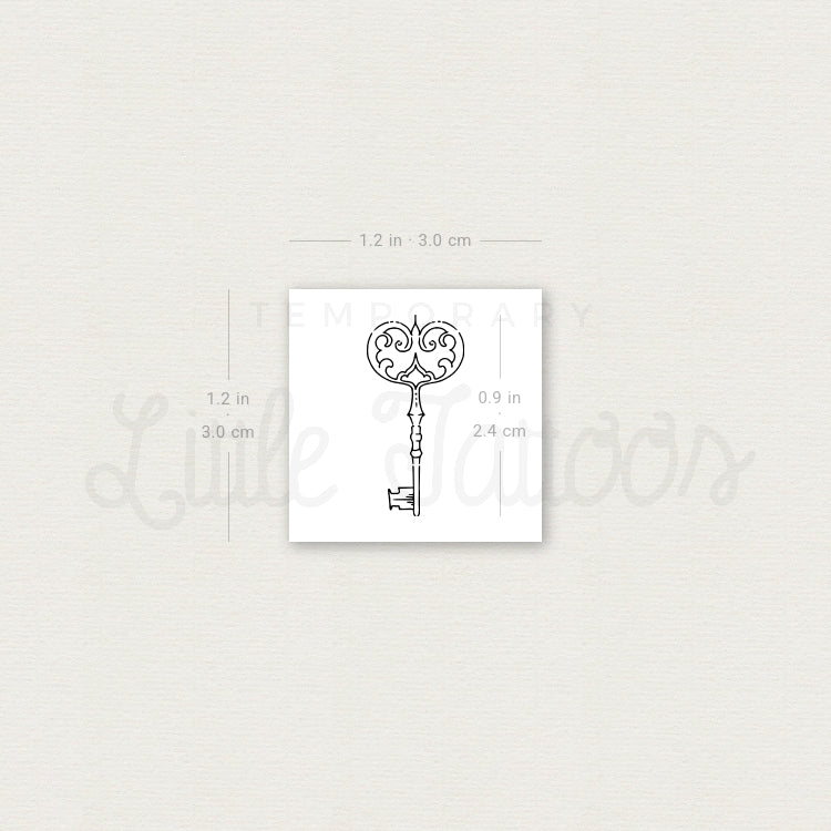 Vintage Key Temporary Tattoo By Marina Molist - Set of 3