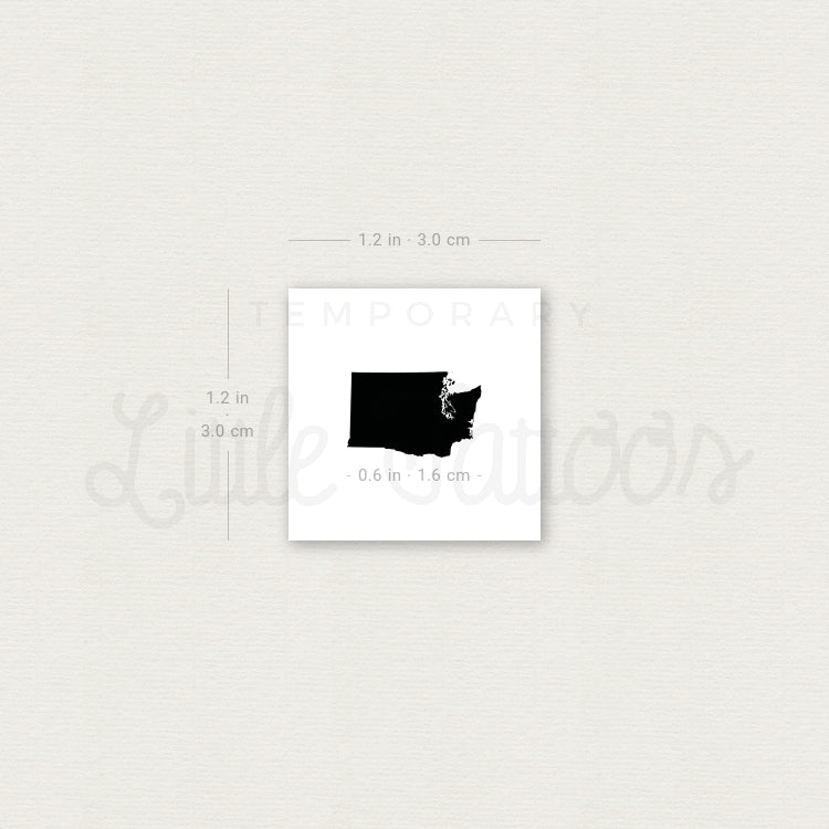 Washington Map Temporary Tattoo - Set of 3