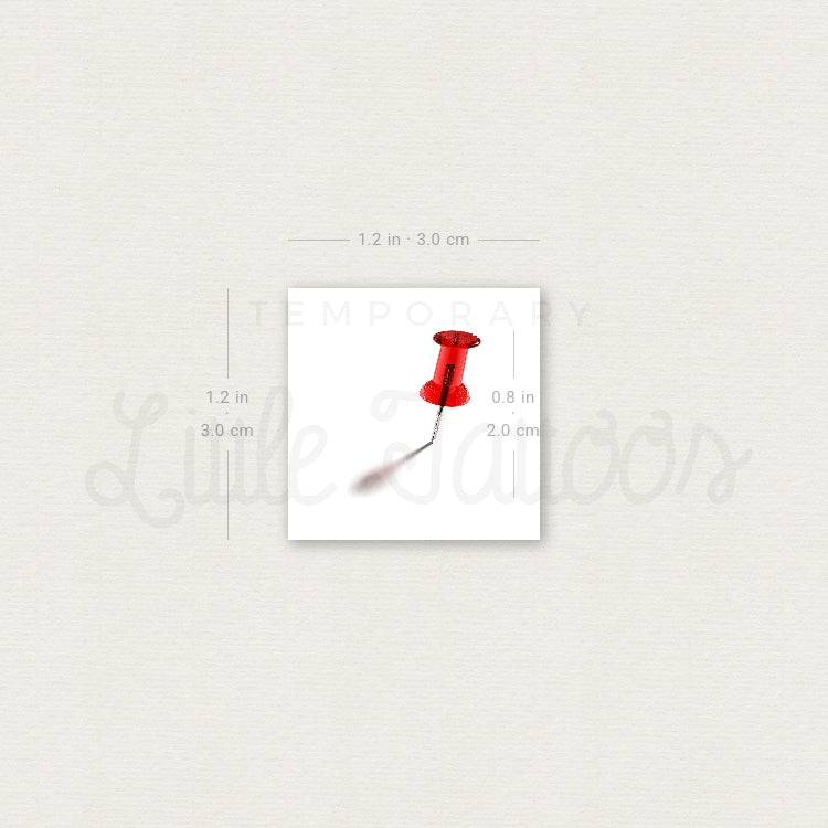 Red Drawing Pin Temporary Tattoo - Set of 3