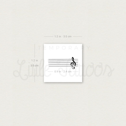 Music Staff Temporary Tattoo - Set of 3