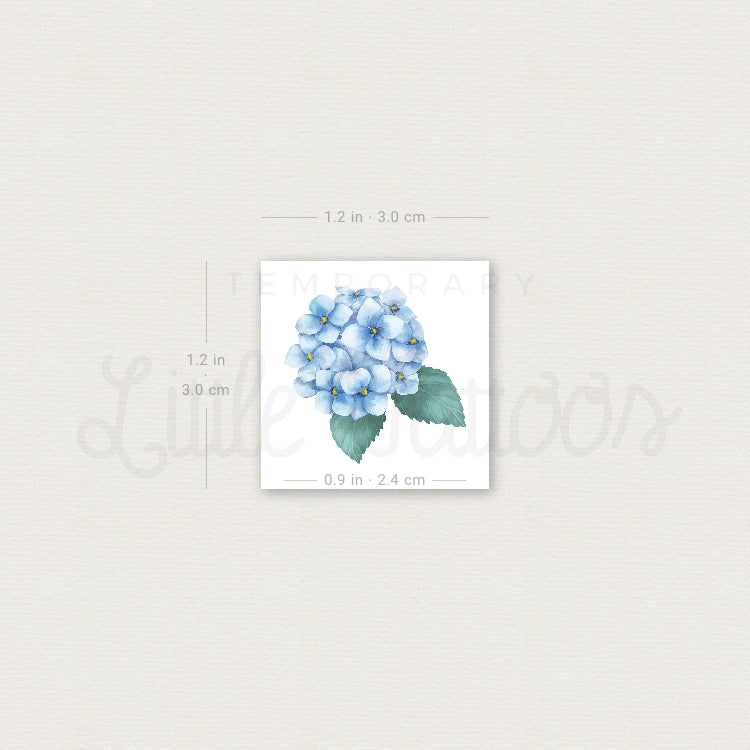 Blue Hydrangea Temporary Tattoo - Set of 3