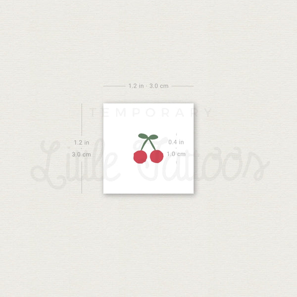 Tiny Cherry Temporary Tattoo - Set of 3